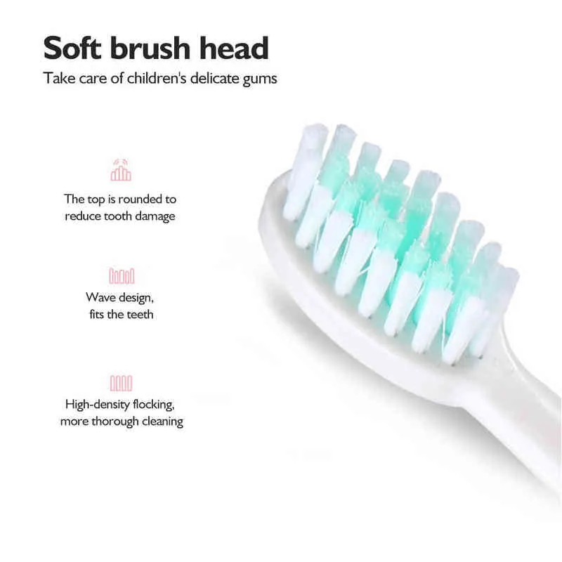 Toothbrush Electric Sonic Child Kids Toothbrush for Children Teeth Cleaner with 6 Brush Heads Teethbrush Girls Boys Baby Soft 2 Mins Timer 0511