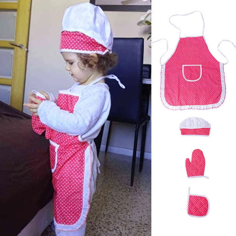 Kids Cooking Apron Handschuhe Hut Set Pink Ostern Halloween Kinderkoch Küche Backspiel Dress Up Y220426