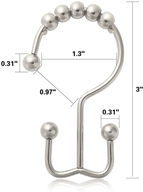 Stainless Steel Double Bathroom Hardware Curtain Hook for Window Shower Rods 220611