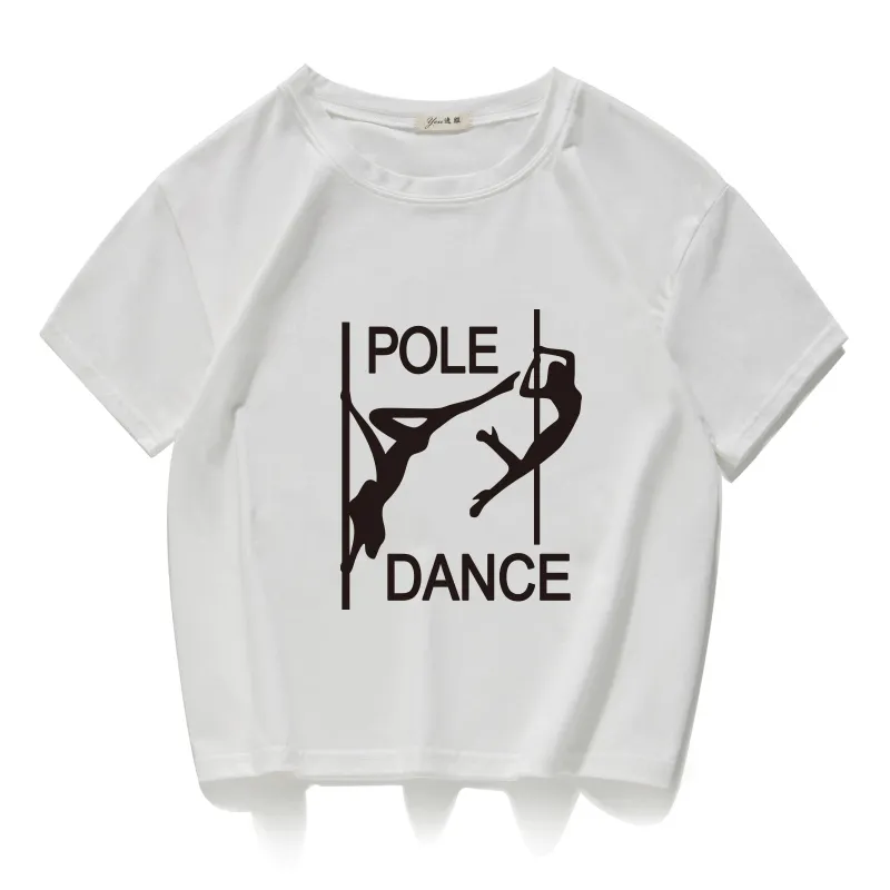 Pole Dance Gráfico engraçado Mulheres Casuais Crop Top 100% Algodão Curto Camiseta Mulheres Camisetas Verano Mujer Mulheres Roupas Harajuku 220407