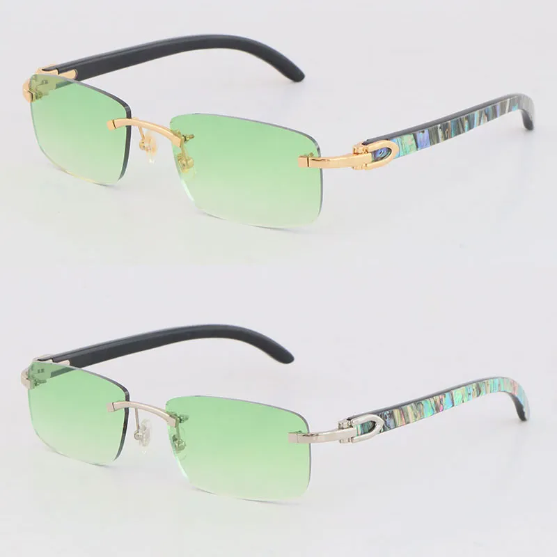 Nouveau coquillage original à l'intérieur des lunettes de soleil en corne de buffle noir pour femmes 3524012 style de mode rayures verticales sans monture en métal mâle Fem259b