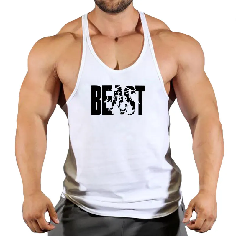 Väst Men s Singlets Gym Sportskjorta Man Ärmlös tröja Stringer Beast Wear T-shirts Hängslen Kläder Topp 220630