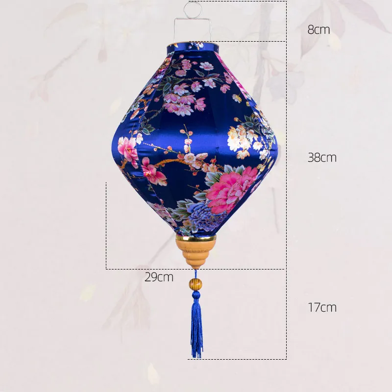 12 Inch Peony Floral Pattern Midautumn Lantern Vietnam Chinese Retro Silk Lanterns For Year Party Wedding Hanging Decor 220611