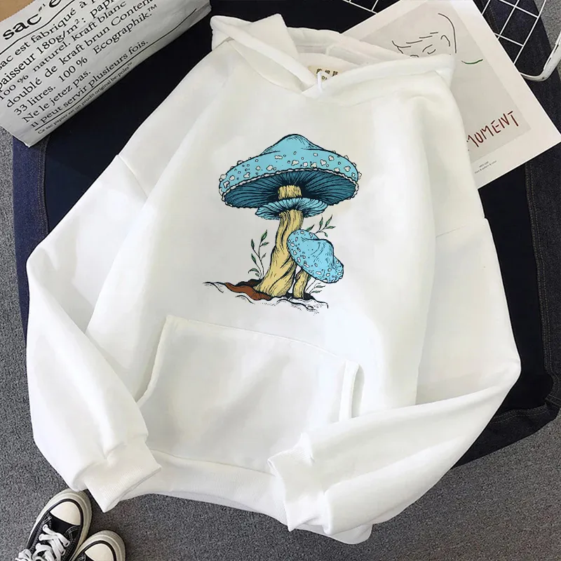 Chemisier pour femmes mignon imprimé champignon coloré mode coréenne décontracté surdimensionné Vintage lettre à capuche hiver Goth Harajuku sweat 220721