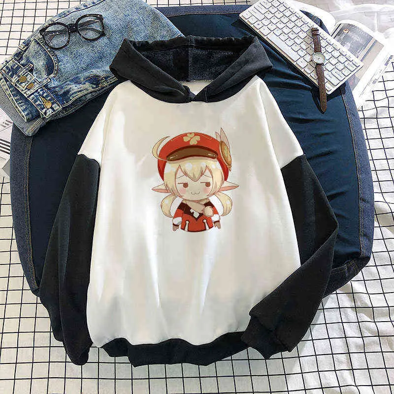 Hoodies Femmes Genshin Impact Tartaglia Donner De L'argent Imprimé Lâche À Capuche Plus Sweats Femmes Style Coréen Harajuku Pulls Y220713