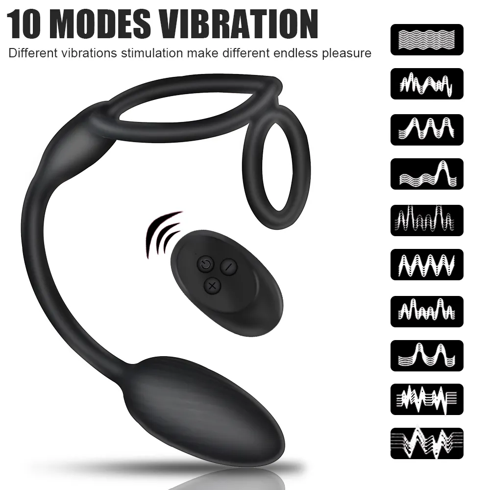 2 I 1 Penis Ring Anal Plug Vibrators For Men Prostate Massager Male Masturbator Women Butt Dilator Wireless Sexy Toys Couples