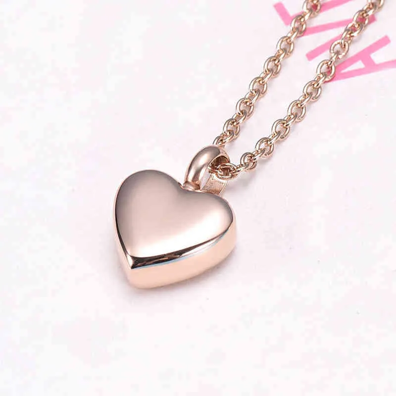 Heart Shaped Memorial Urns Necklace Human/ Pet Ashes Cremation Pendant Stainless Steel Urn Jewelry Y220523