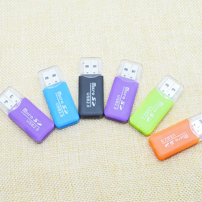 Bellek Kartı Okuyucu USB 2.0 Mikro SD TF Flash Mini Taşınabilir Plastik Adaptör Dizüstü bilgisayar için yüksek kaliteli Mobil Dönüştürücüler