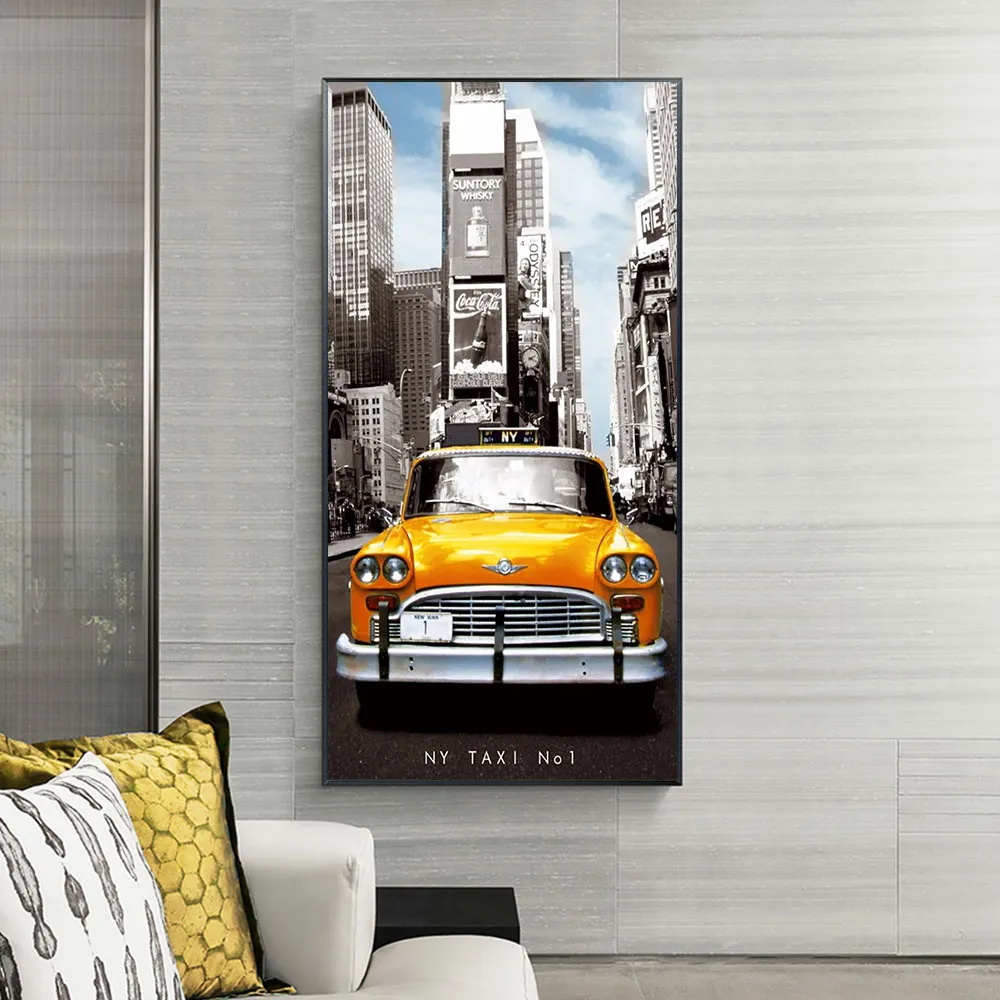 New York Yellow Taxi Canvas Målning Canvas Print Wall Art Bild för vardagsrum Heminredning Väggdekoration Framelös