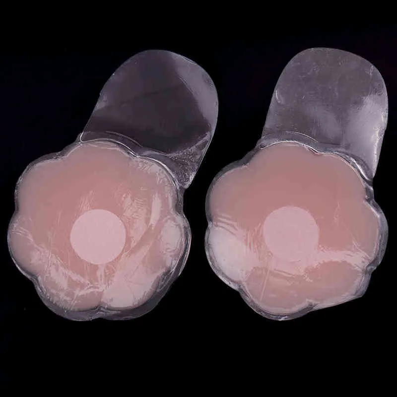 1 paio fresco riutilizzabile autoadesivo in silicone sollevare il seno copertura del capezzolo reggiseno pad petali del seno invisibile il vestito da festa Y220725