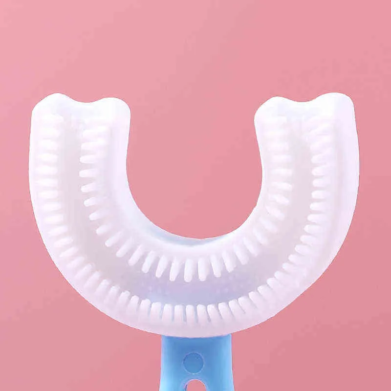 Spazzolino da denti bambini Spazzolino da denti bambini a 360 gradi a forma di U bambini Spazzola denti in silicone bambini Denti igiene orale Pulizia 0511