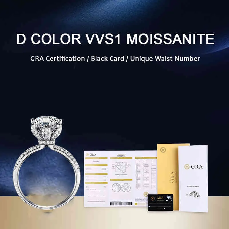 Nome personalizzato certificato 5 carati diamante fidanzamento donna argento 925 Moissanite s fede nuziale AU750 D colore VVS1 scatola anello