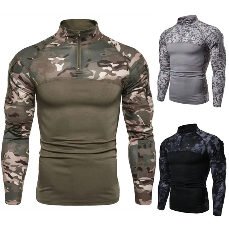 Mode männer Top Taktische Camouflage Athletische T-shirts Langarm Männer Military Combat Shirt Armee Kleidung 220712