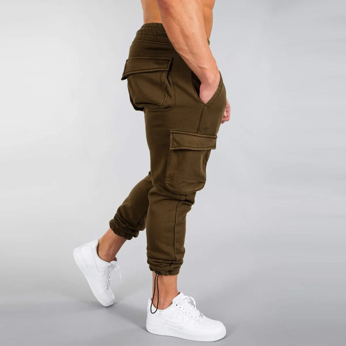 Joggers Sweatpants Men Autumn Casual Pants Gym Fitness Cotton Sportswear Trousers Male Multi-pocket Cargo Training Trackpants