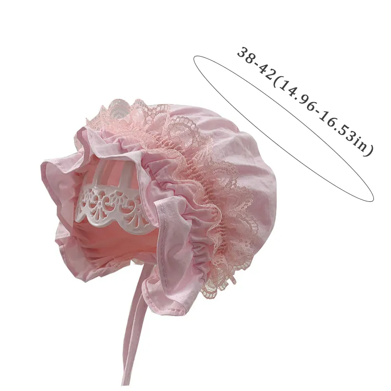 귀여운 단색 레이스 주름 아기 모자 모자 봄 여름 방풍 선 아이 소녀 보닛 공주 소프트 유아 비니 캡 PO Props 220615