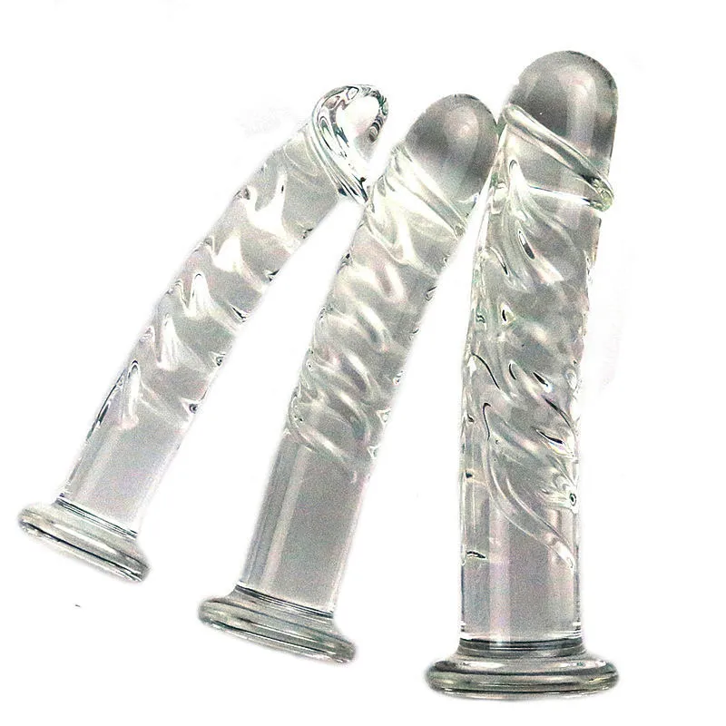 Crystal Glass Dildo Butt Plug Penis Realistic Penis Anal Dildos para mulheres G-spot estimular os brinquedos sexy masturbadores femininos Dilldo