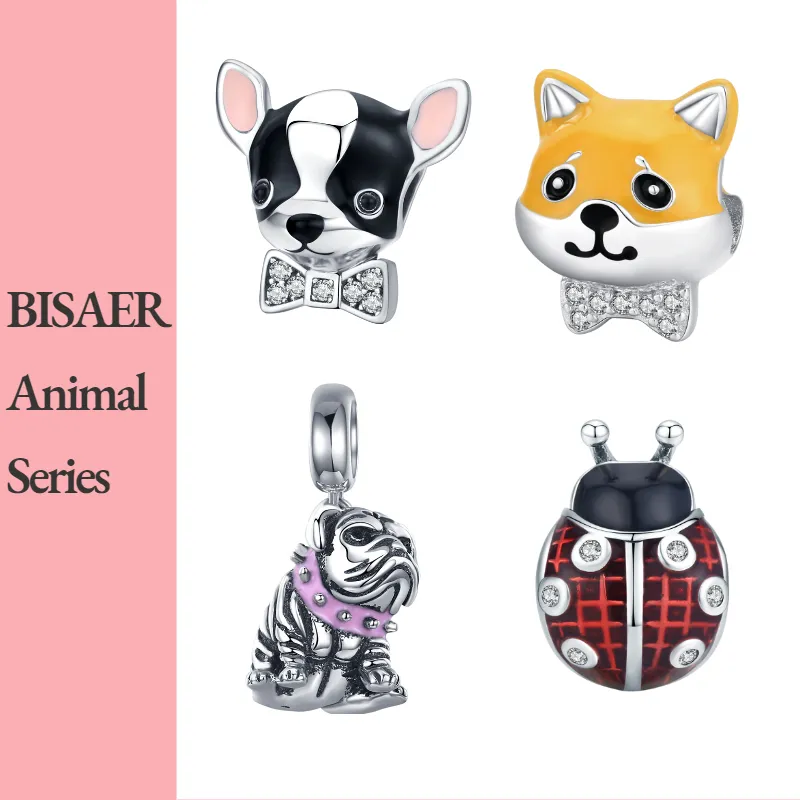 925 Sterling Silver A Psa Poodle Puppy French Bulldog Beads Charm Fit Bisaer Charms Silver 925 Oryginalna bransoletka 2202766
