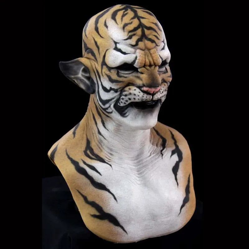 Scary Tiger Animal Mask Halloween Carnival Night Club Máscaras Máscaras de Capfees de Performance Classic Cosplay Costume 2207193851242