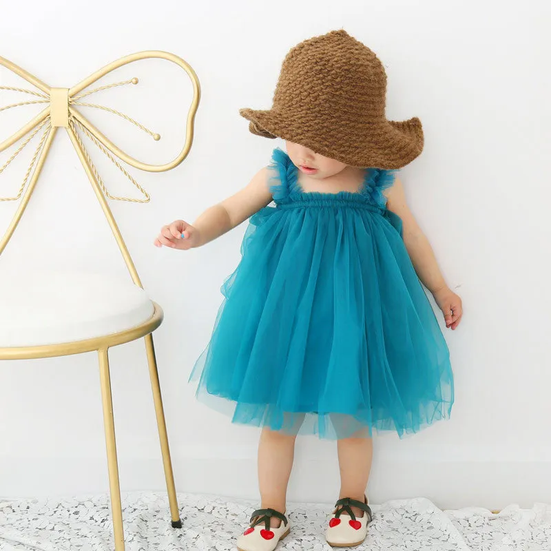 Summer Cute Sleeveless Strap Tulle Baby Girl Dress First Birthday Party Princess Toddler Clothes 12M-4T 220426