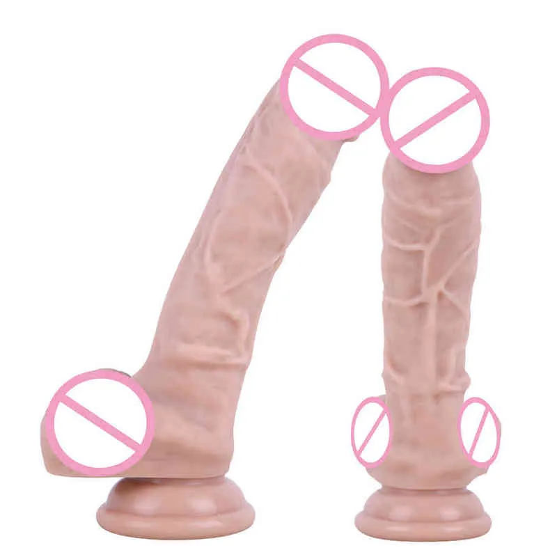 dildo Giocattoli adulti Sensazione di carne Dildo realistico Silicone monostrato con ventosa Sesso donna Masturbazione femminile 0803