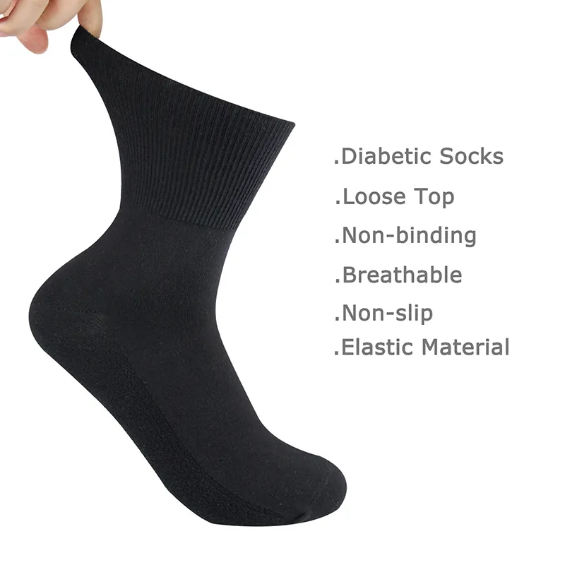5ペア/ロット糖尿病靴下非結合緩いトップコットン材料滑り滑りと通気性220323
