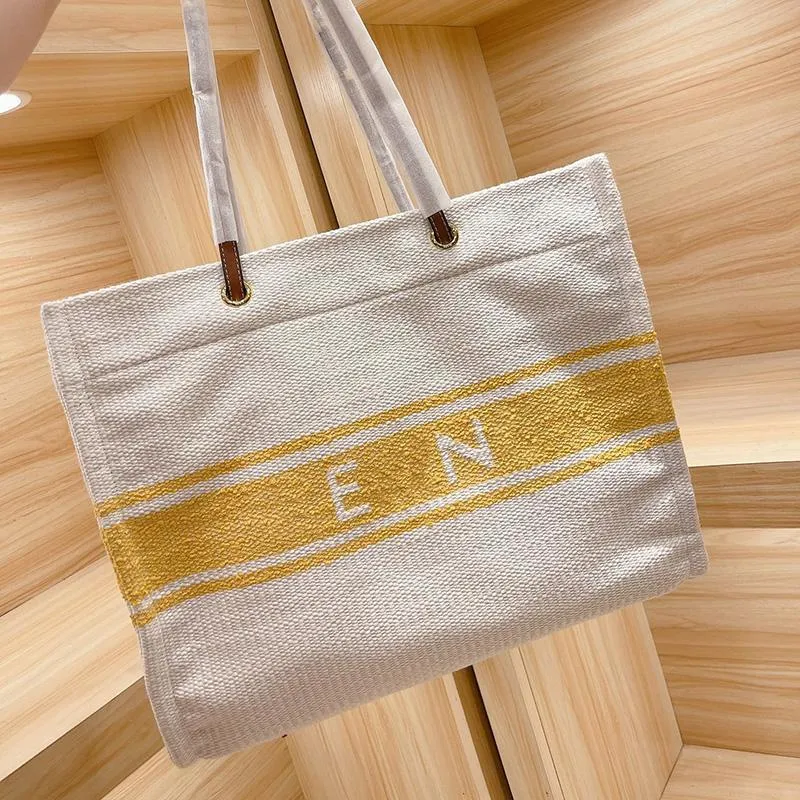 Designer Women Canvas Tote Shopping Bag Paris Brand Cabas Letter Embroidery Totes Handbags Woman Stripes Shoulder Handbag Luxurys Designers Bags High Quality