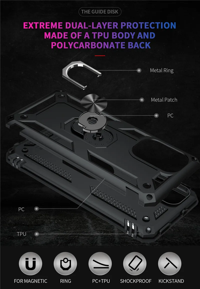 Für Xiaomi Redmi K20 K30 K40 Pro Fall Magnetische Ring Auto Halter Telefon Fall Für Redmi 9AT 9i 9 Prime stoßfest Rüstung Zurück Cover8654146