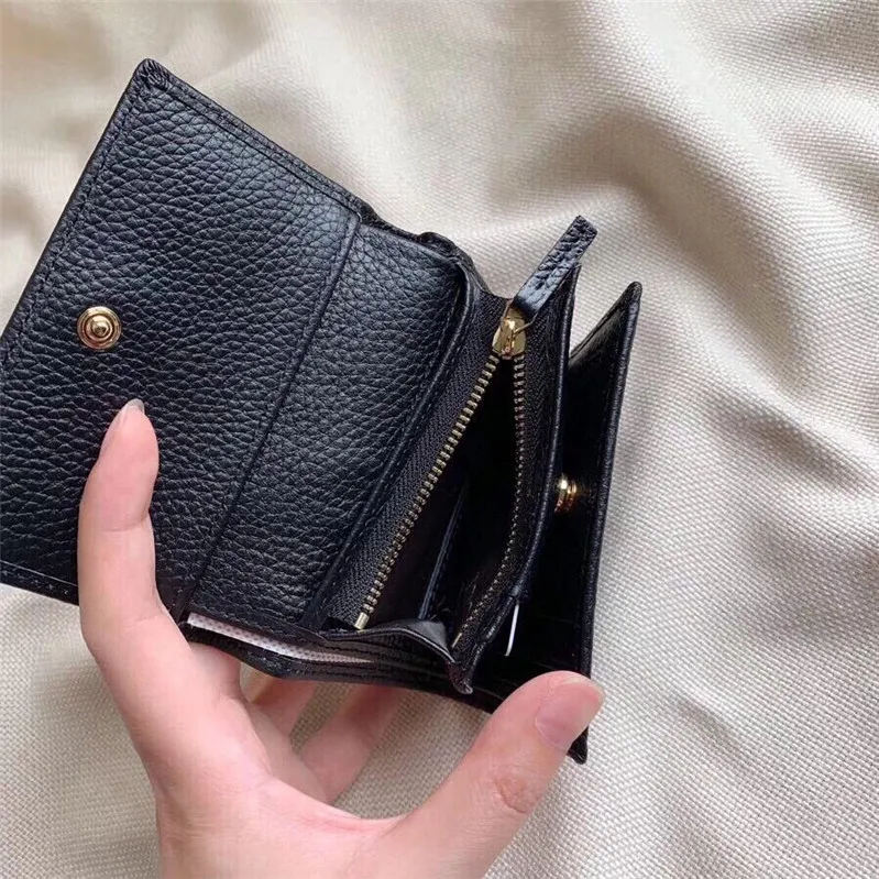 Delicados hombres mujeres clips de dinero capa superior billeteras plegables de cuero titular de la tarjeta monedero unisex mini billetera con box231b