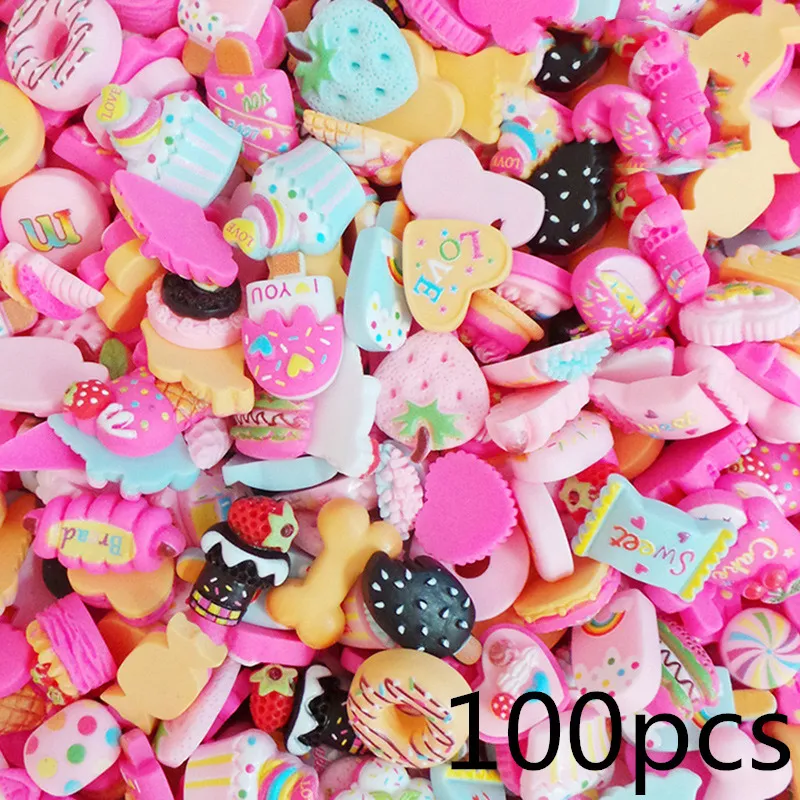 100 шт. Смешивание лотов DIY Nail Charm Flatback ScrapBooking Resin Slime XXL Kawaii Accessessorie Manicure Nail Art Decorations 22051740441