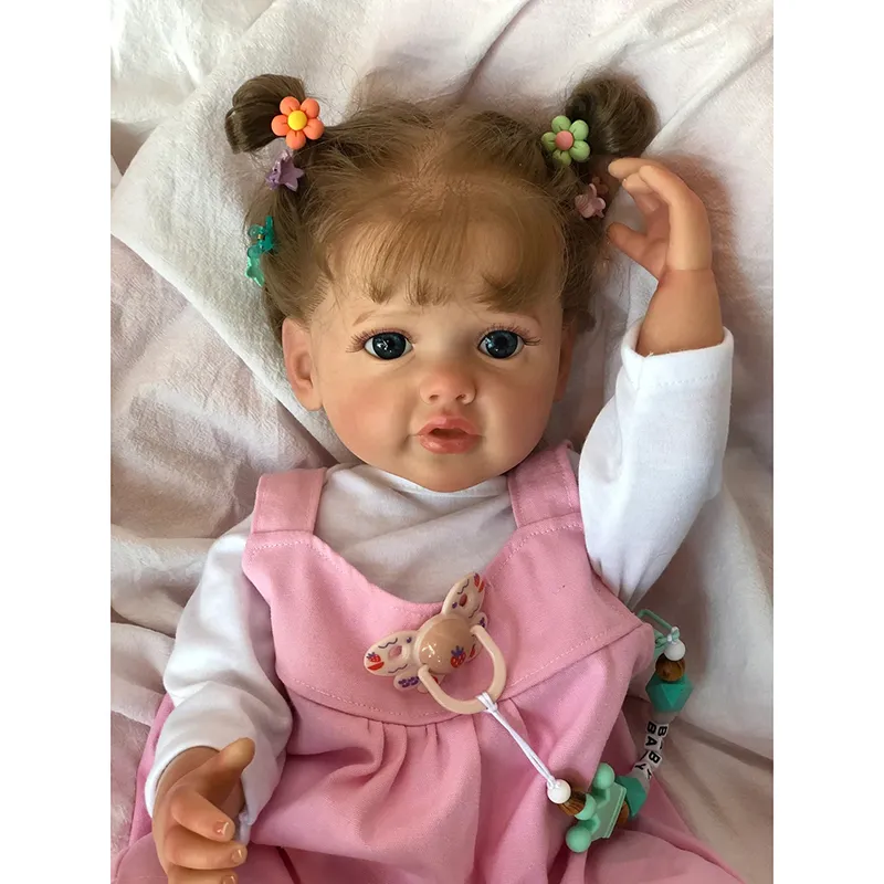 55 cm Full Body Silicone Reborn Toddler Girl Doll Princess Betty Life Lifore Touch Skil étanche Skin plusieurs couches peignant 220504