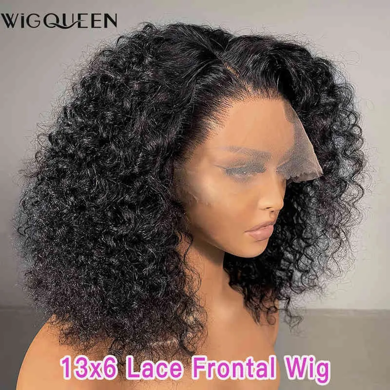 Deep Wave Human Hair Wig x x Кружев передний короткий боб фронтальный бразильский Реми Глизов x Плотность закрытия 220606