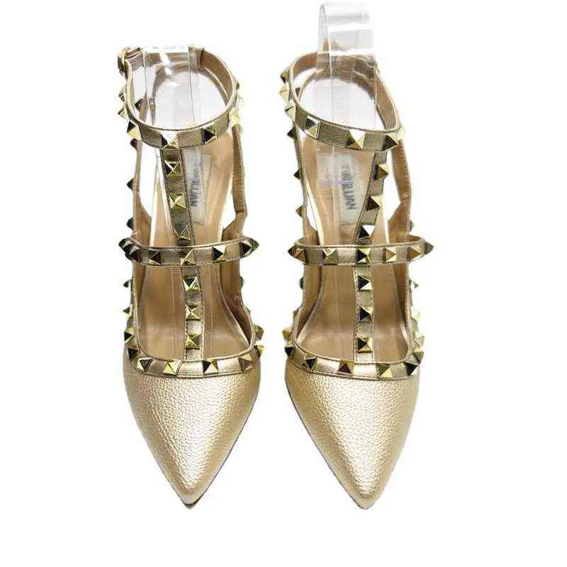 2022 Designer Design Women Sandals Pointed Toe High Heel Shoes V Brand 10cm Thin Heels Red Wedding Shoe 34-44 No Box T220730