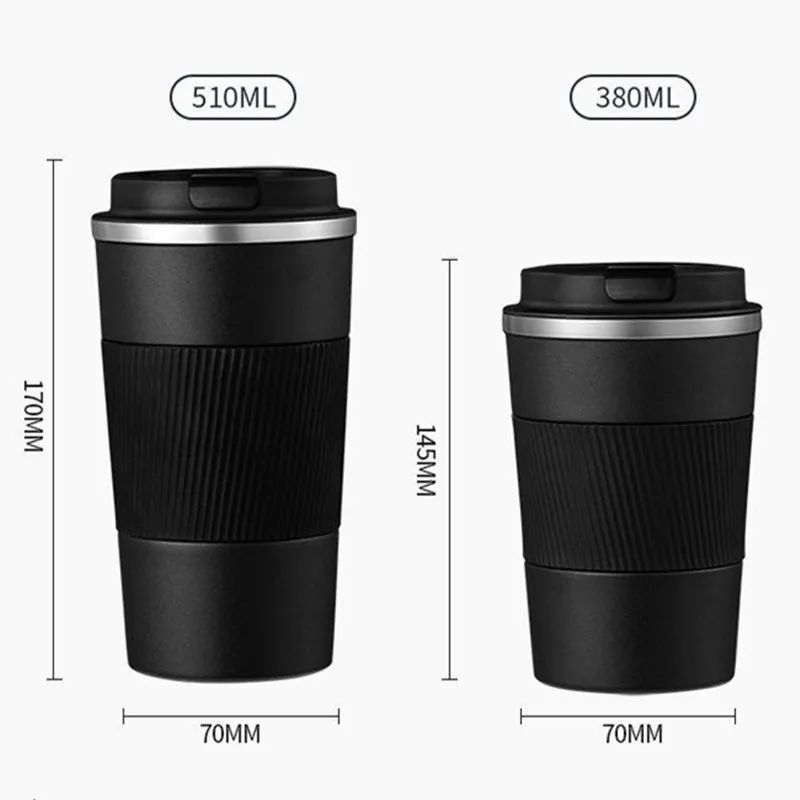 380ml510ml Double Stainless Steel Coffee Thermos Mug with Nonslip Case Car Vacuum Flask Travel Insulated Bottle 220809