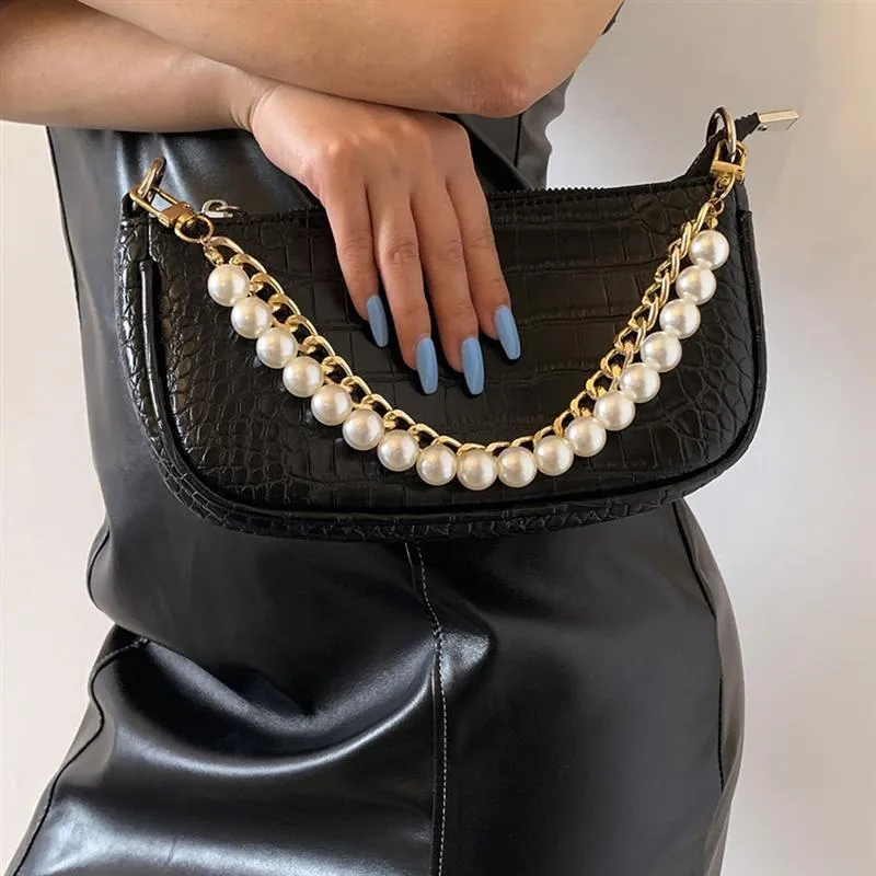 ウォッチバンドファッション人工真珠バッグチェーンストラップハンドバッグ財布交換チェーンワッチ212l