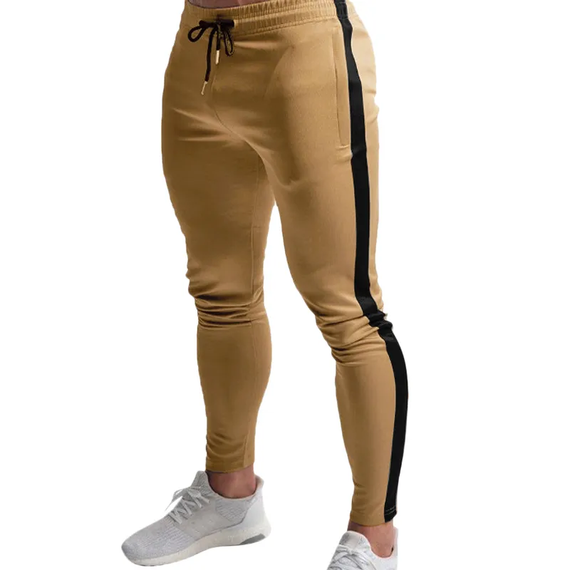 Men's Pants s Skinny Elastic Waist Jogging Striped Side Sports Clothing Sweatpants Tracksuit Bottom Joggers 220827