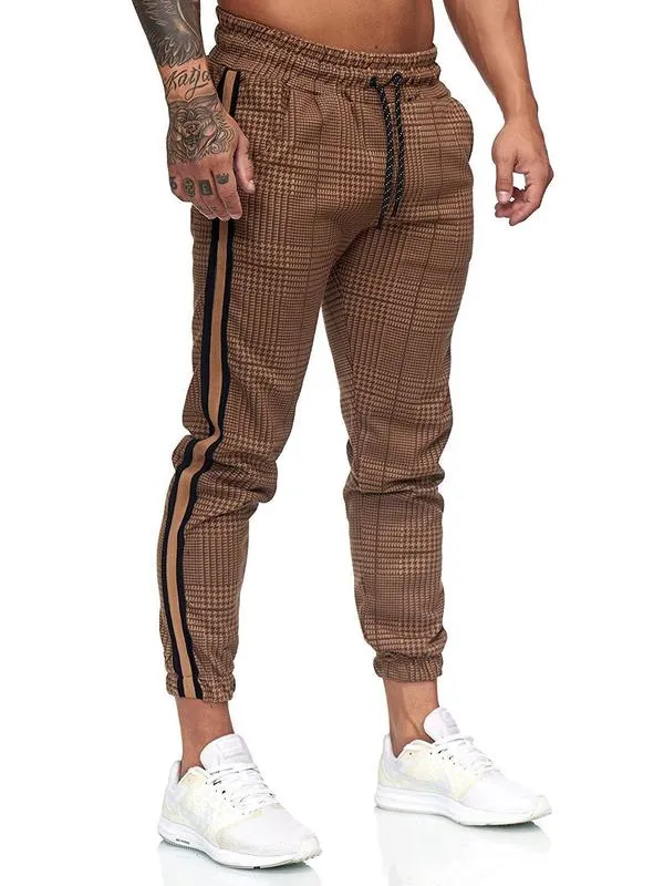 Pantalon à rayures pour hommes Casual Loose Pencil Slim Fit Plaid Side Skinny Jogger Haute Qualité 220719