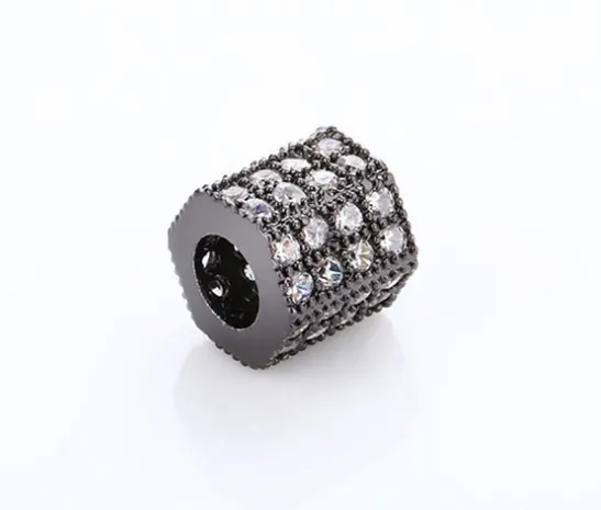 7mm tube crystal micro pave cz zircon cubic zirconia beads copper silver gold black plated bracelet accessories ygh45