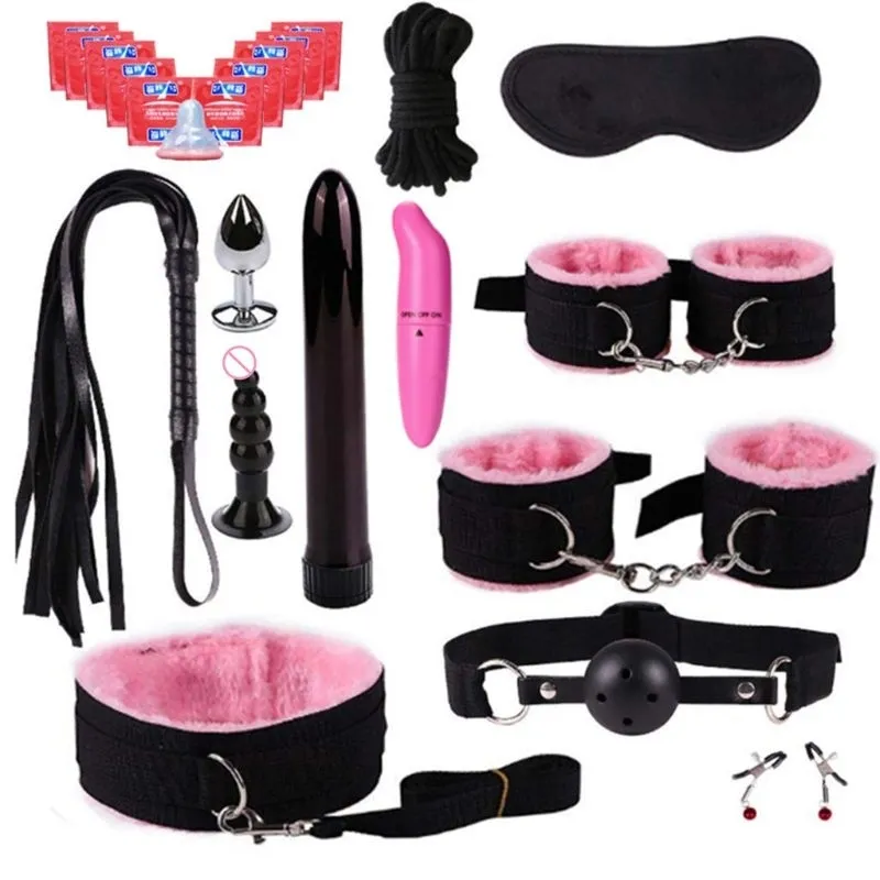 K5DF 22 stks Vintage sexy BDSM Kraag Handboeien Ketting Slave Touw Bondage Set Fetish Speelgoed voor Vrouwen Koppels SM Speelgoed
