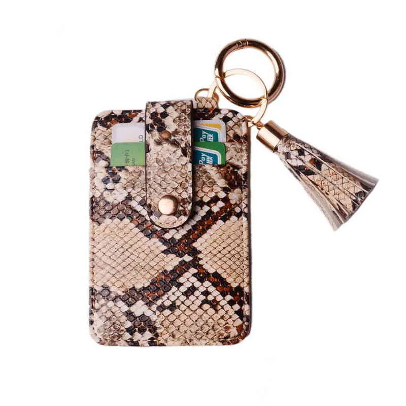 New Leopard Snake Kabaw Wallet PU Leather Tassel Card Bag Keychain Bag for Women Men Friendship Bracelet Keychain Jewelry AA220318