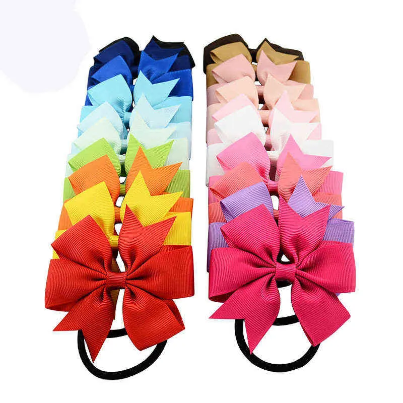 10 stks / partij Kids Haaraccessoires Bowknot Elastische Haarbanden Kleurrijke Scrunchies Mode Hoofdbanden Meisjes Paardenstaart Houder AA220323