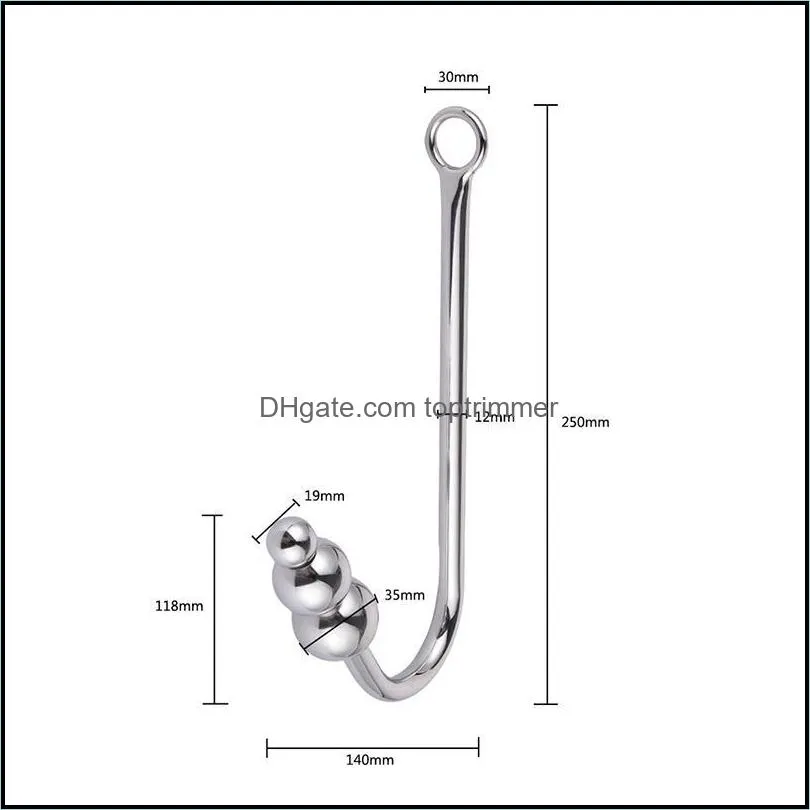 Stainless Steel Anal Hook Prostate Massage Gay Butt Plug with Ball Dilator for Men and Women