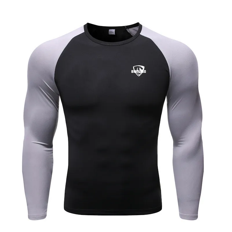 Men Running Tight Sports Tshirt compression Quick dry long sleeved Tshirt Male Gym shirt Fitness Tees Tops clothing 220614