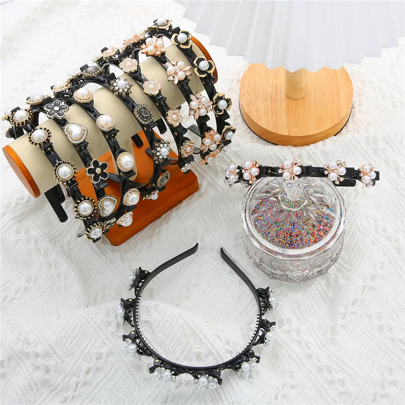 2021 New Pearls Elegant Hairbands 남성 여성 스포츠 헤드 밴드 더블 앞머리 헤어 스타일 메이크업 헤어 핀 패션 헤어 액세서리