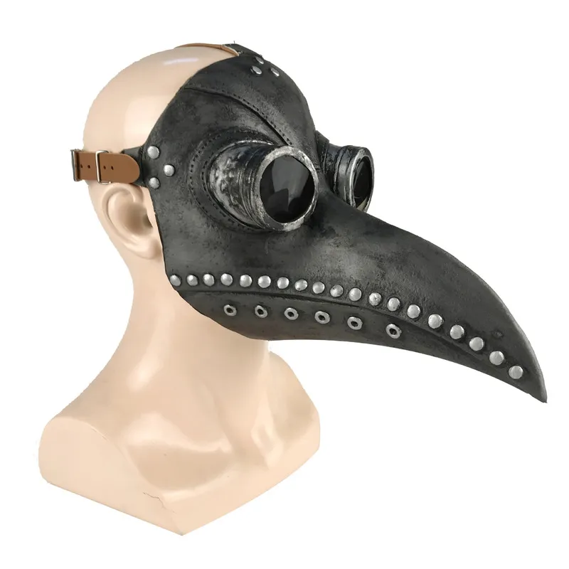 Drôle Latex Steampunk Peste Docteur Oiseau Masque Cosplay Long Nez Halloween Mascarade Costume Props 220707