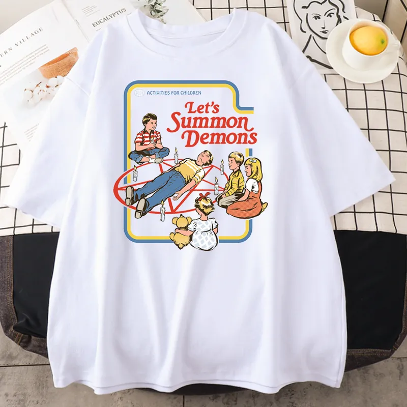 Комиксы ужасов смешные хип -хоп припечаток типа T Рубашки Женщины Harajuku Soft Tops Fashion Crewneck футболка негабаритная женщина T Roomts 220628