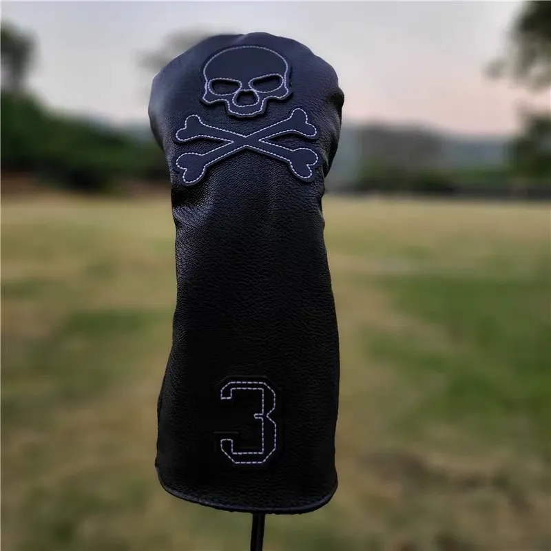 أغطية رأس Skull Golf Woods للسائق مضرب في الطريق 135H مجموعة نوادي رؤساء PU جلد للجنسين 220718