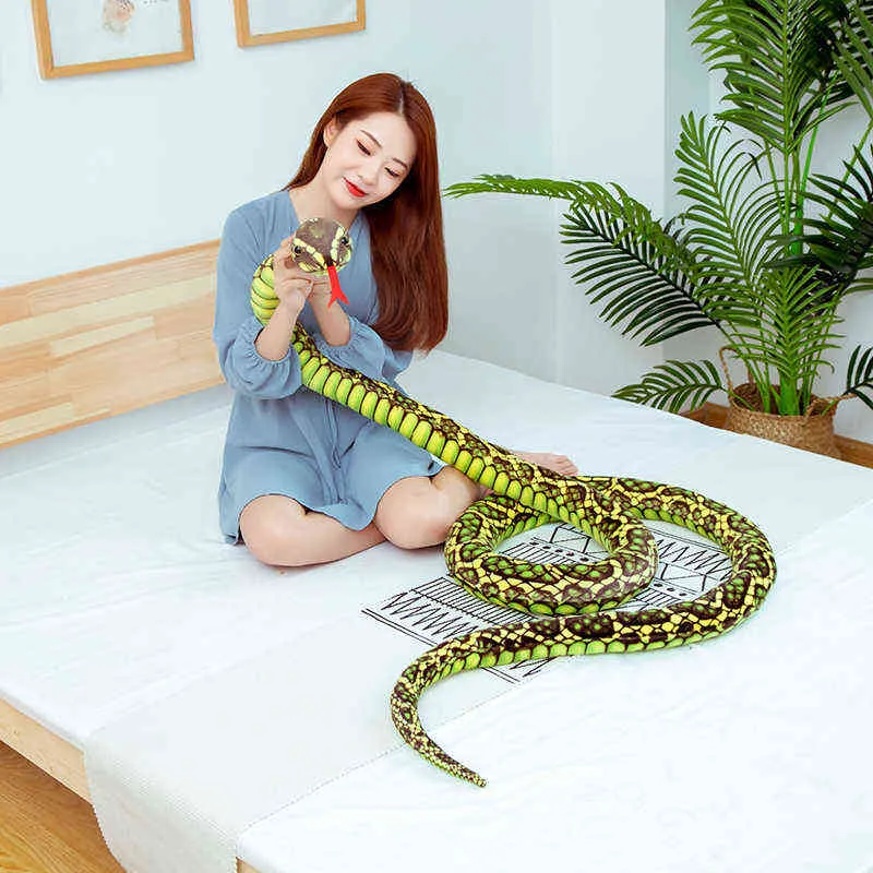 Cm simulation serpents câlins gigantesques boa cobra long animal serpent pelue drôle ami délicat halloween cadeau j220704