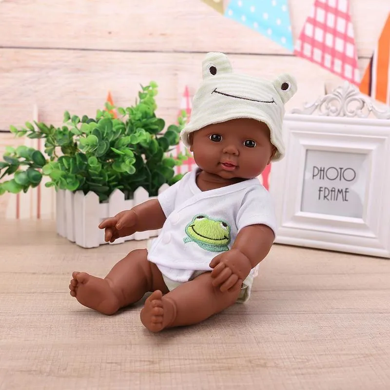 12'30CM Nascido Reborn African Doll Baby Simulation Soft Vinyl Children Toys Like Toys 220822