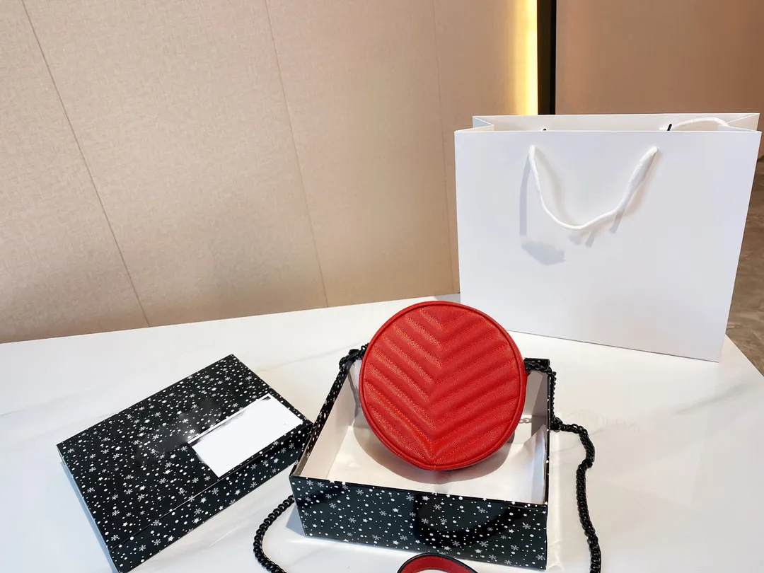 Designer Chian Mini Shoulder Bag New Women Leather Handbags Womens Small Round Messenger Bags Purse