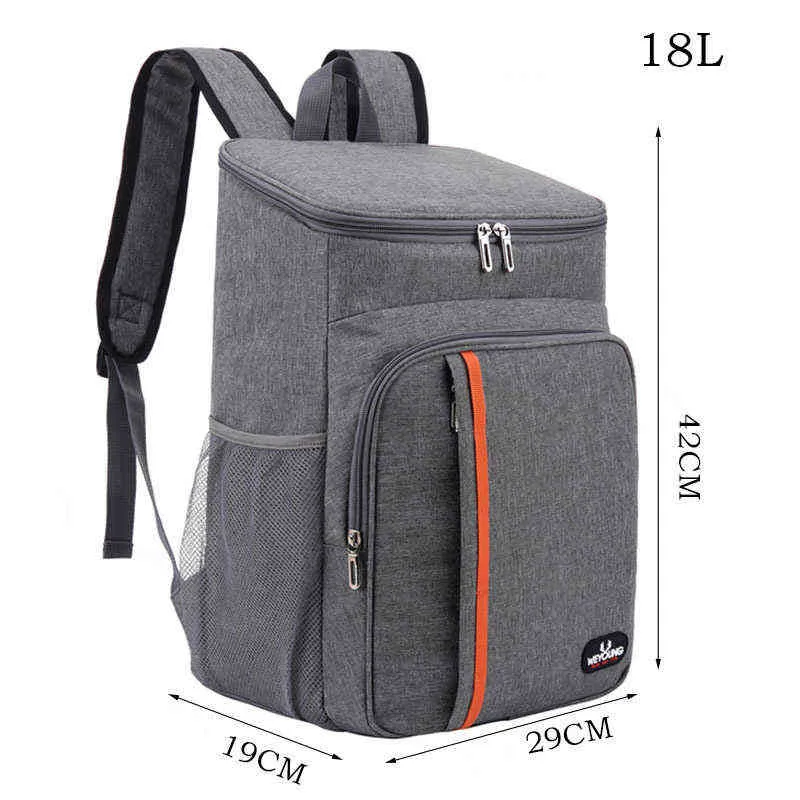 Kühltasche mit großer Kapazität, Rucksack, Picknick, Einkaufen, Thermo-Essenslieferung, Eiscreme, Thermo-Mittagessen, Camping-Kühlschrank, isolierte Tasche, 18 l, J220708